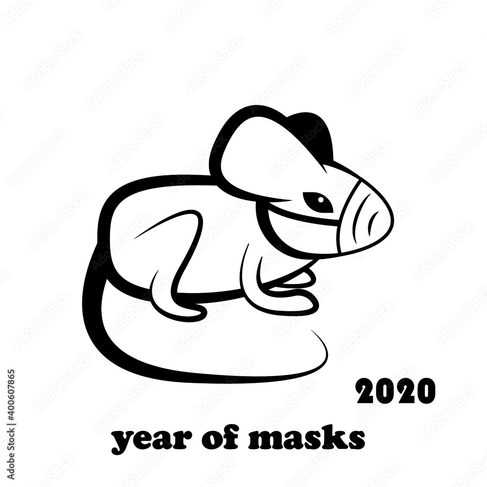 mouse with a mask on its face, 2020 mouse with a mask on its face, 2020