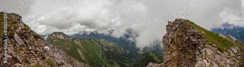 Mountain panorama view from Grubigstein mountain, Tyrol, Austria