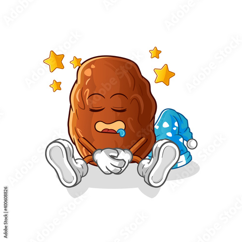 date fruit sleeping character. cartoon mascot vector