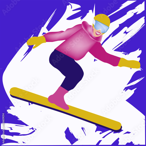 Snowboarder - abstract background in grunge style - vector. Winter sport.