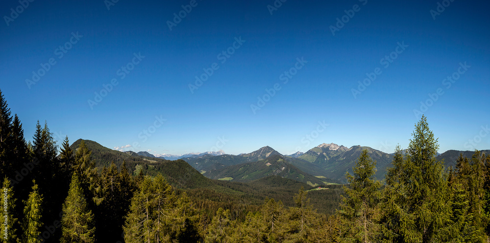 Mountain panorama view from mountain Pendling in Tyrol, Austria