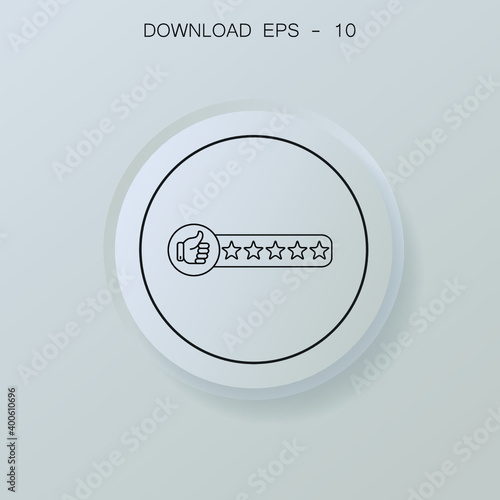 Five stars icon in circle. Five stars vector flat symbol on grey background