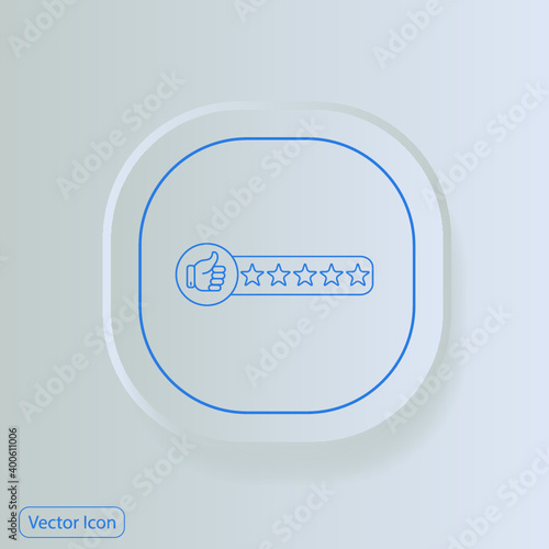  Five stars Icon on Square grey Internet Button Original Illustration