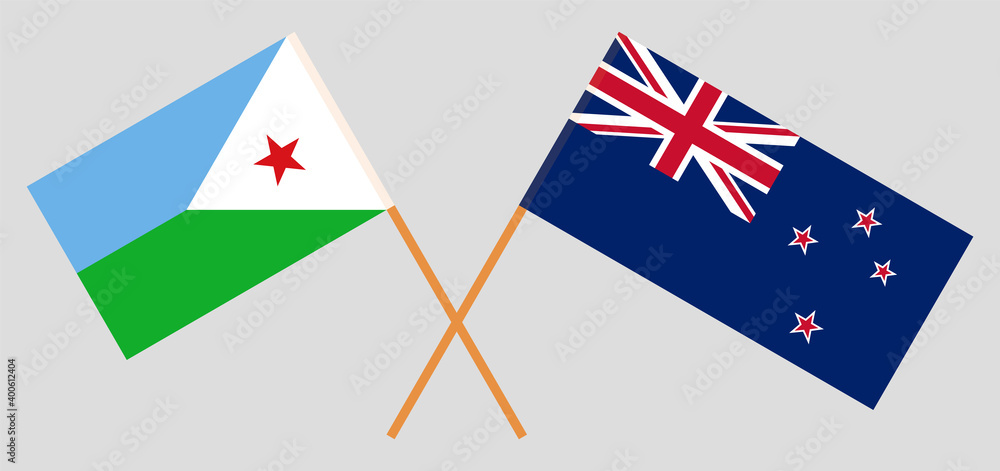 Crossed flags of Djibouti and New Zealand