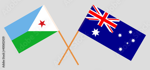 Crossed flags of Djibouti and Australia