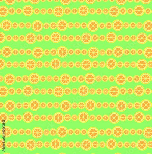 Orange slices pattern in green background. 