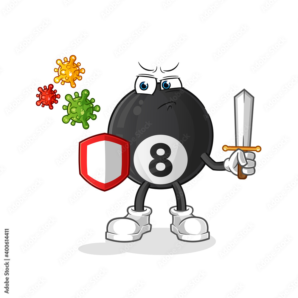 Obraz premium billiard against viruses cartoon. cartoon mascot vector