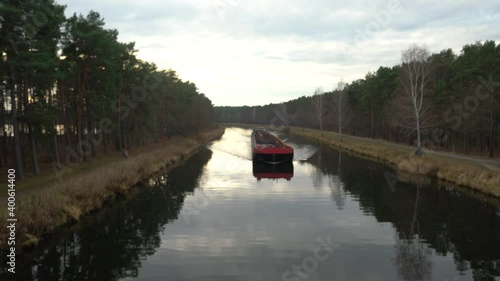 Bulk carrier freighter on the Oder Havel canal near Friedrichsthal
