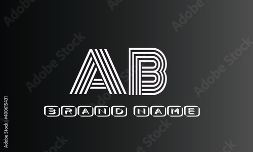 AB vector logo design for brand with white and black colors