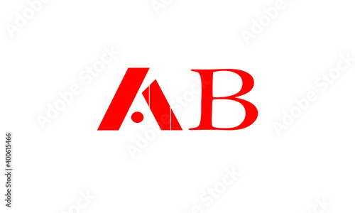 AB vector logo design for brand with red color