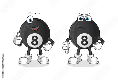 billiard thumbs up and thumbs down cartoon. cartoon mascot vector