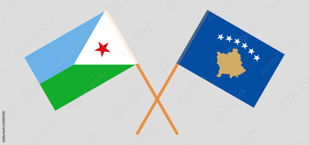 Crossed flags of Djibouti and Kosovo Crossed flags of Djibouti and Kosovo