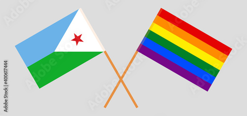 Crossed flags of Djibouti and LGBTQ