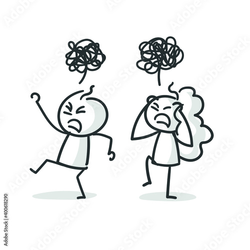 stick figures: anger, rage, trouble, evil, lose  (no. 18)
