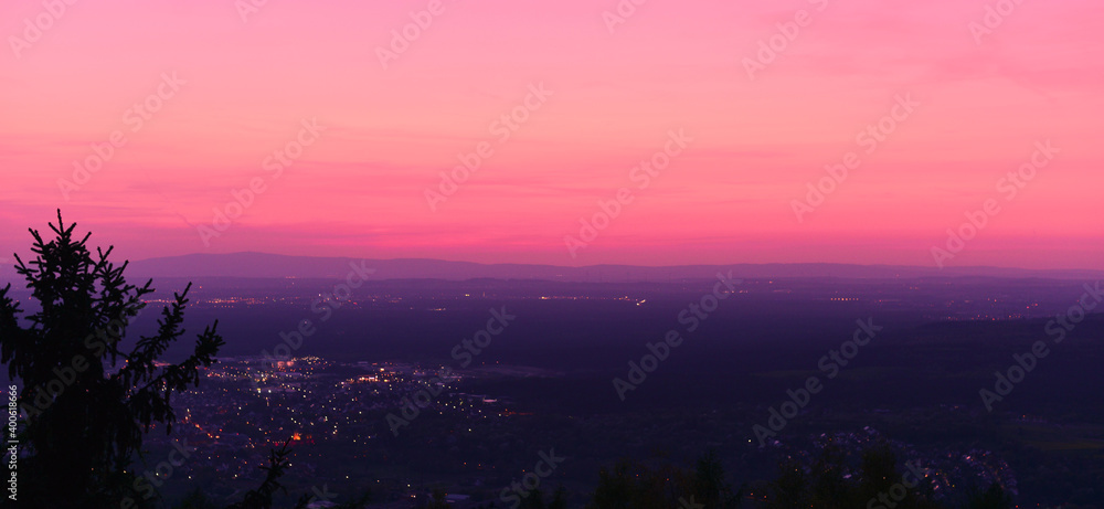 Sonnenuntergang am Hahnenkamm (Spessart) in Bayern