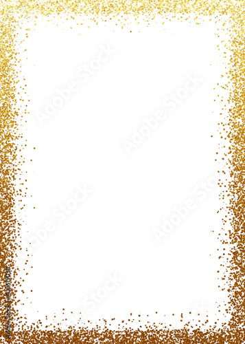 Golden glitter confetti frame. vector illustration