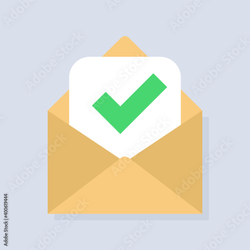 Message check mark for web design. Background vector illustration. Internet technology. Isolated vector. Isolated object.