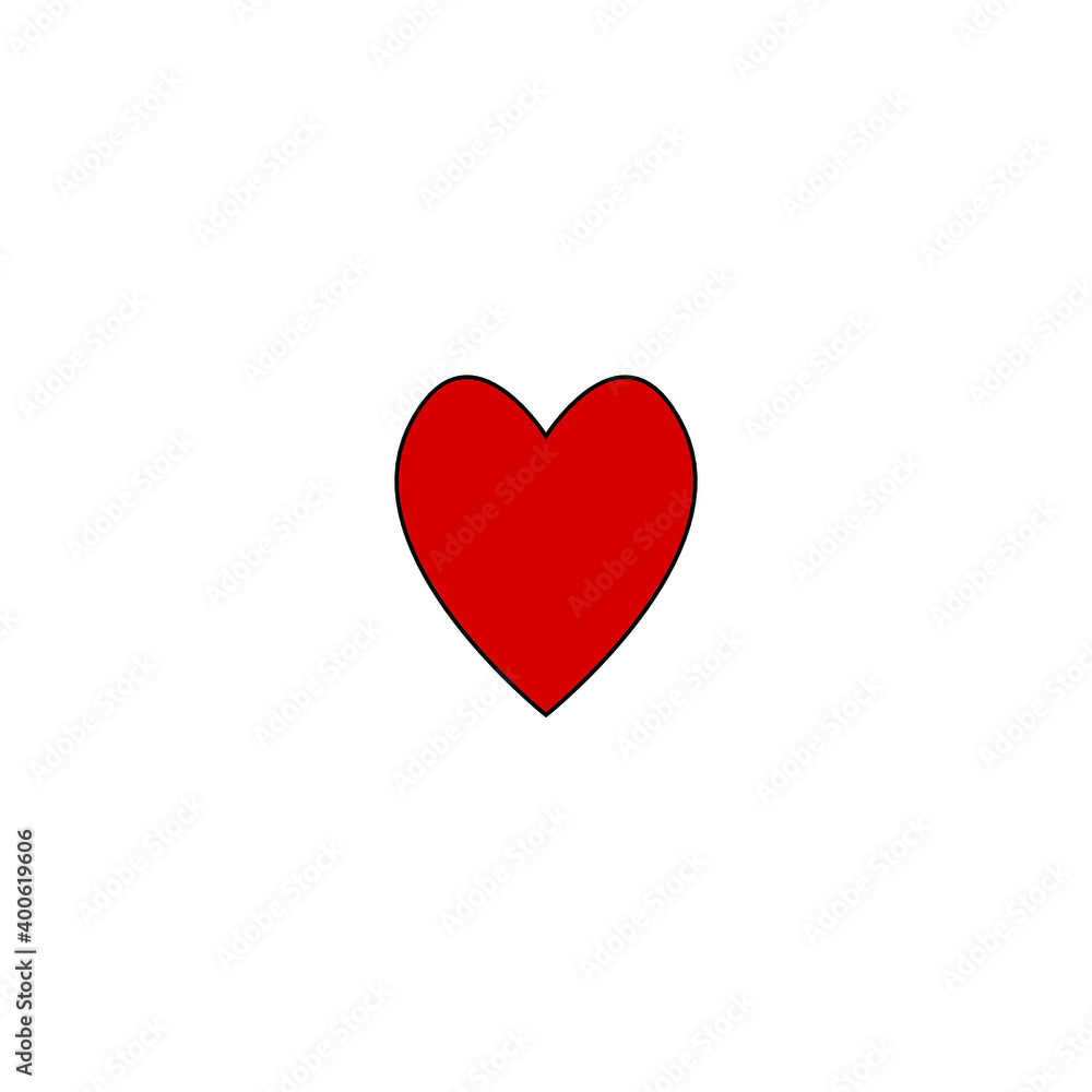 red heart icon on white background, vector illustration