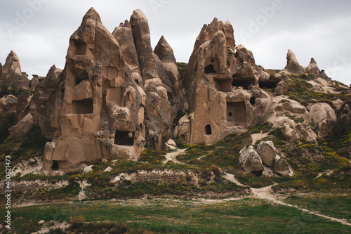 Cappadocia Turkey. Cappadocia fairy chimneys in Turkey. Nevsehir Cappadocia. Mushroom shaped rocks. Volcanic rocks in Turkey