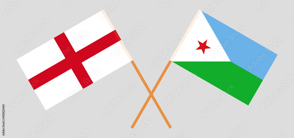 Obraz premium Crossed flags of England and Djibouti