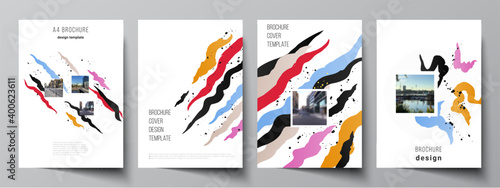 Vector layout of A4 cover mockups design templates for brochure, flyer layout, booklet, cover design, book design, brochure cover, creative agency, corporate, business, portfolio, pitch deck, startup.
