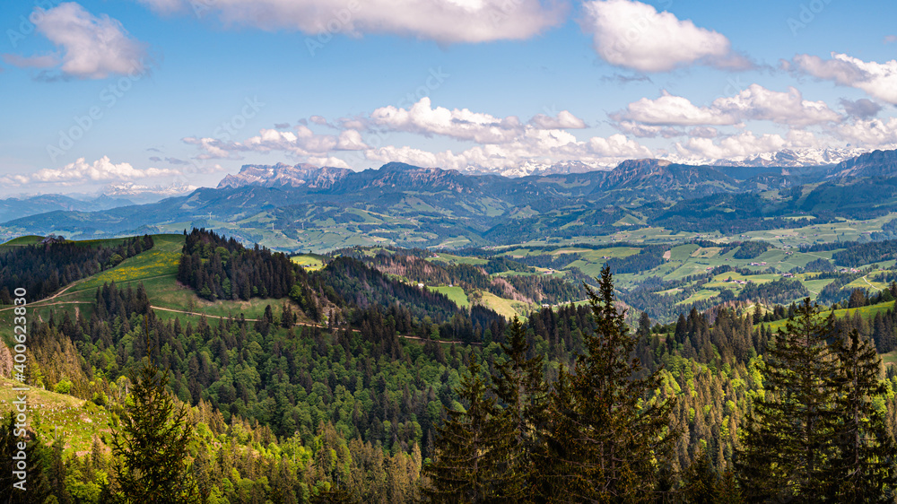 View from the peak Napf in the Emmental region of Switzerland