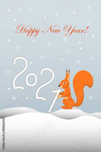 new year 2021 card with squirrel © sliplee
