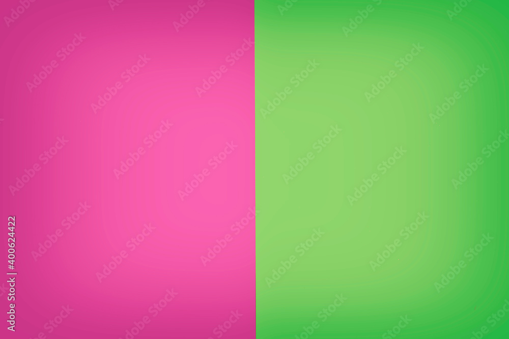 Vivid background divided in half with pink and green colors 