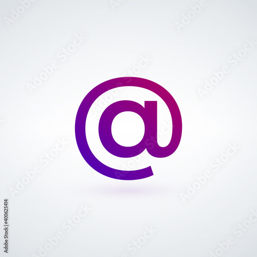 Email symbol, commercial at symbol. Stock vector illustration isolated on white background.