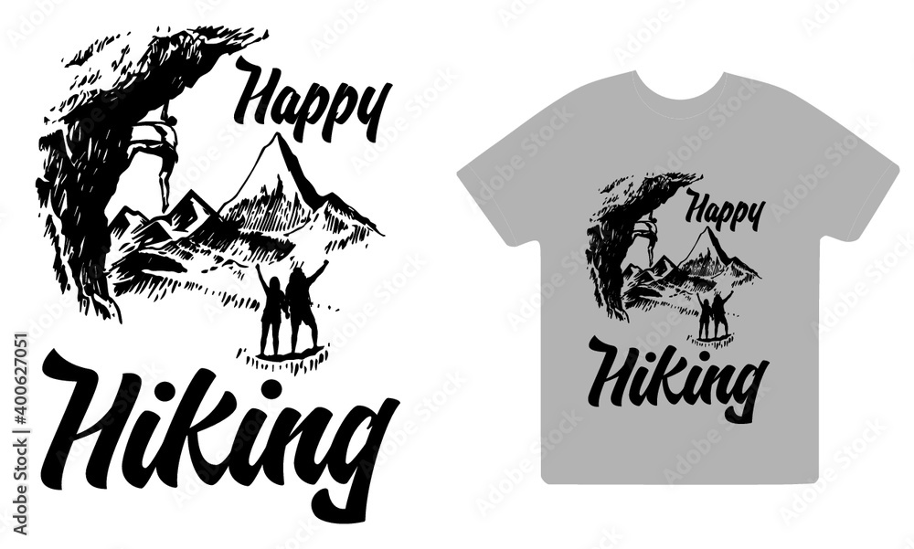 Happy hiking vector t-shirt design