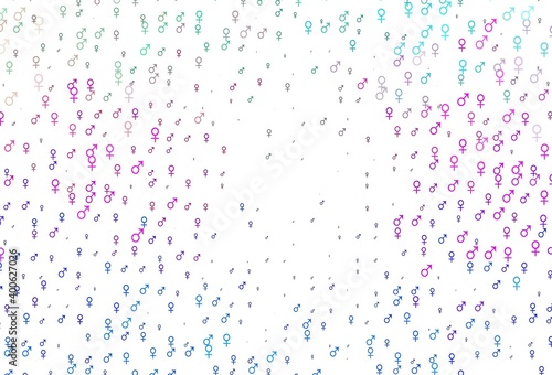 Light multicolor, rainbow vector pattern with gender elements.