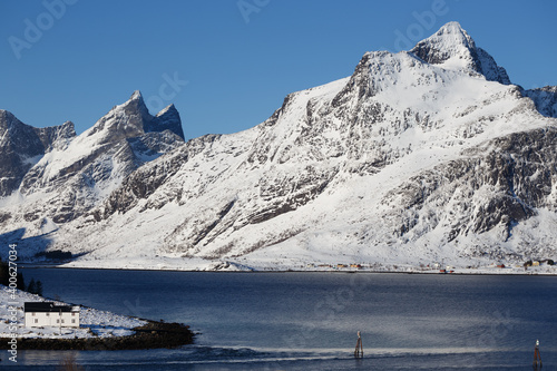 small Norwegian village on the shore of the fjord