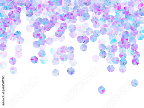 Purple blue foil confetti scatter vector backdrop