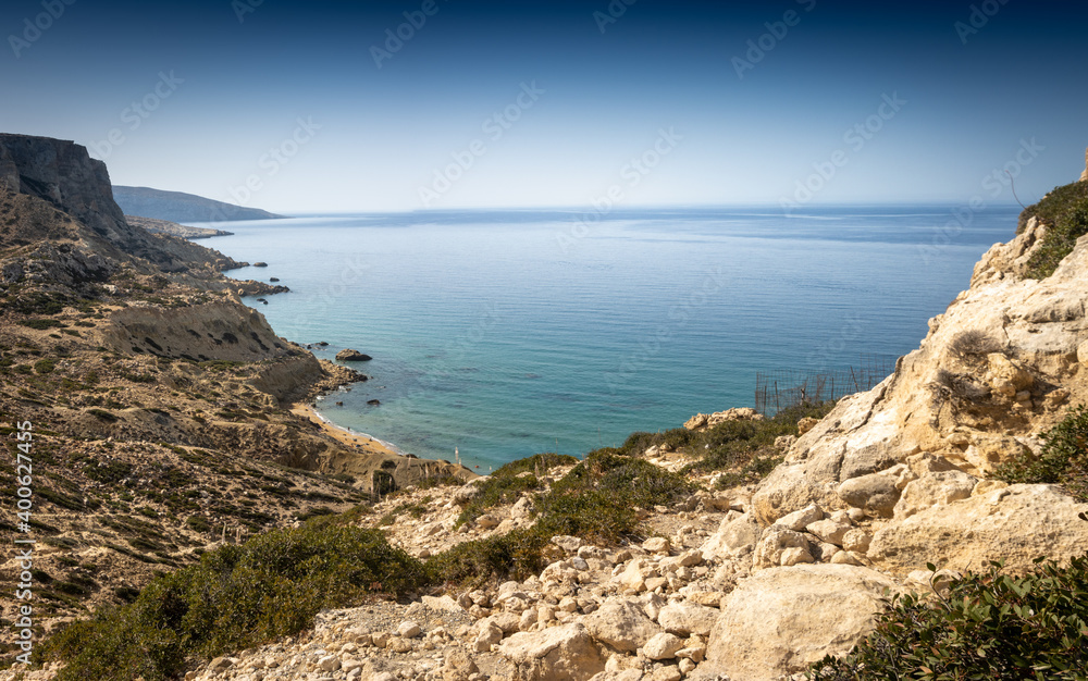 Blue sea against clear sky