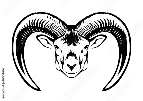 Ram head with horns illustration