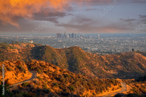 Sunset light and stormy clo...