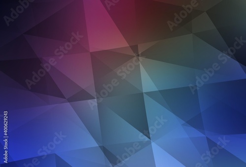 Dark Pink, Blue vector gradient triangles template.