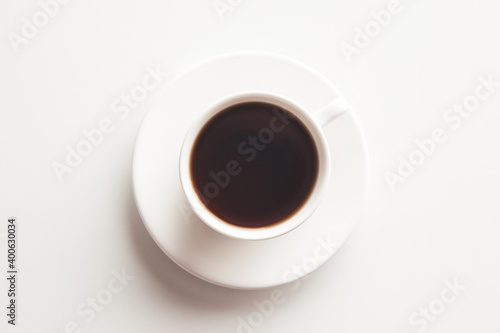 espresso coffee on a white background in a white cup. Isolated.