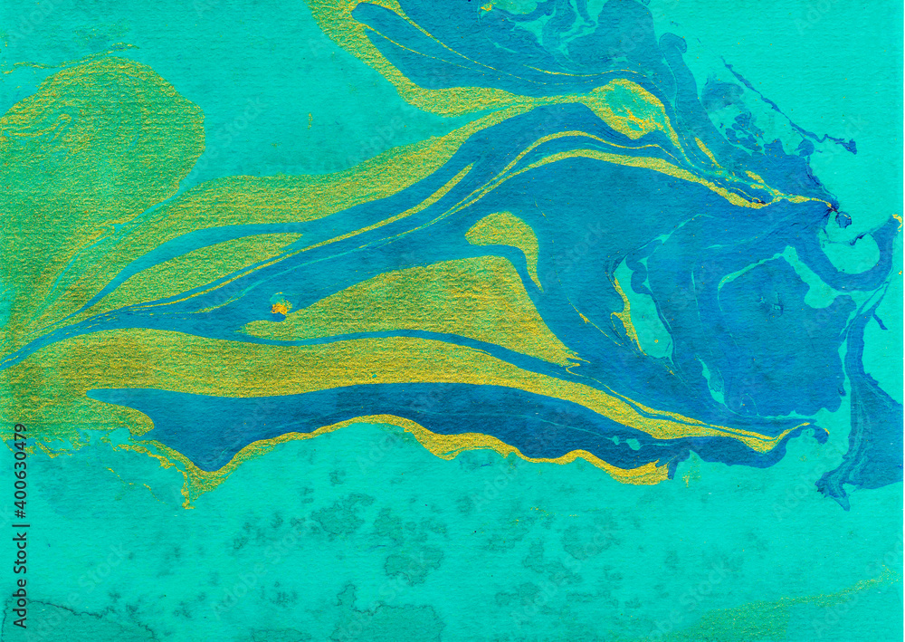 Naklejka premium Abstract hand painted texture with marble swirls. Creative background for scrapbook, stationery, web, paper packaging, art poster or banner. Liquid paints colorful surface.