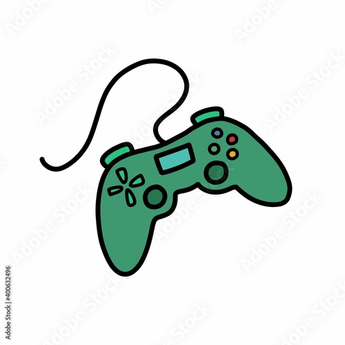 game console doodle icon, vector color line illustration