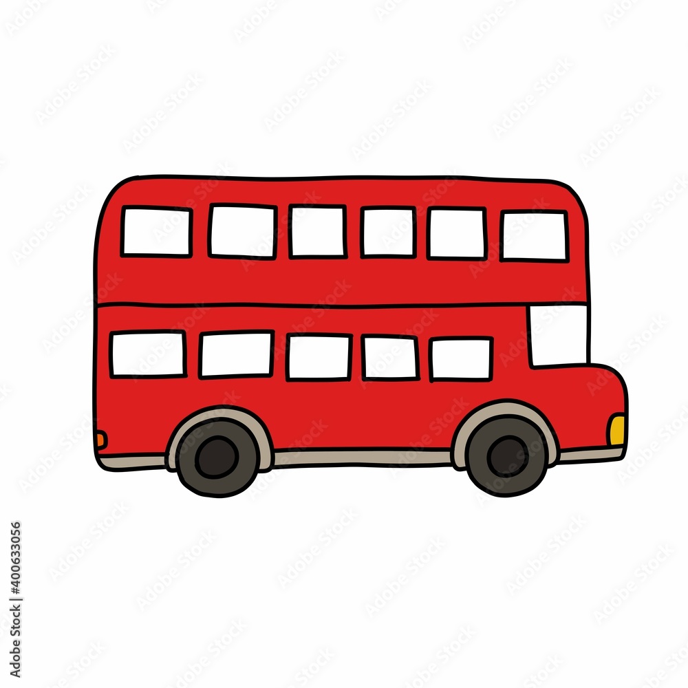 england bus doodle icon, vector color illustration