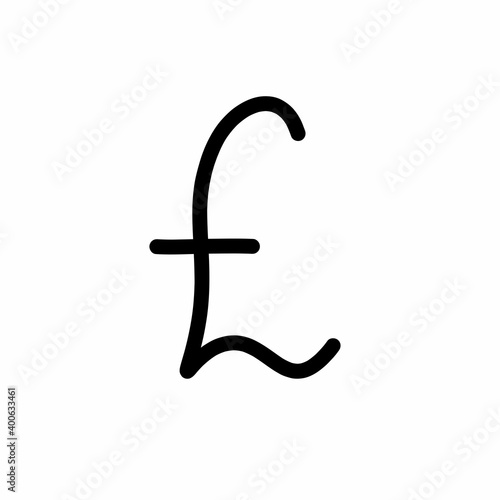 pound sterling doodle icon, vector line illustration
