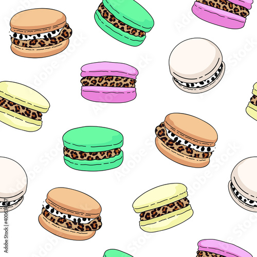 Macaron with leopard print cream