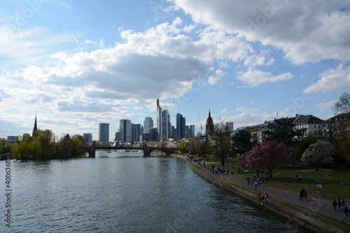 View on Frankfurts Skyline, seen from a bridge over the river Main © Boris