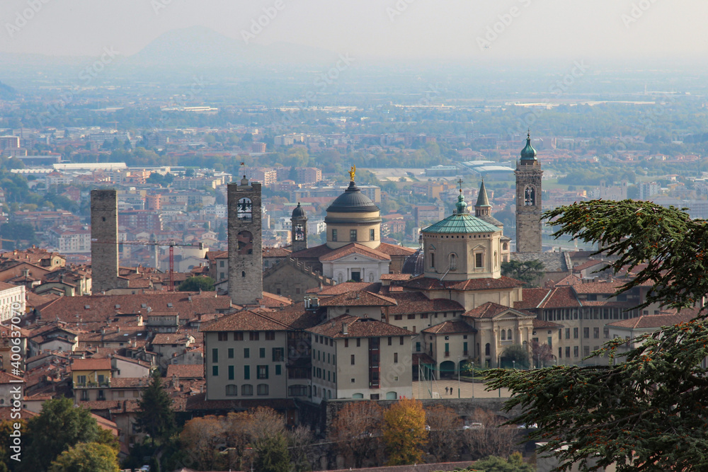 view of the old town of Bergamo, Italy