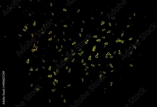 Dark blue, yellow vector pattern with gender elements.