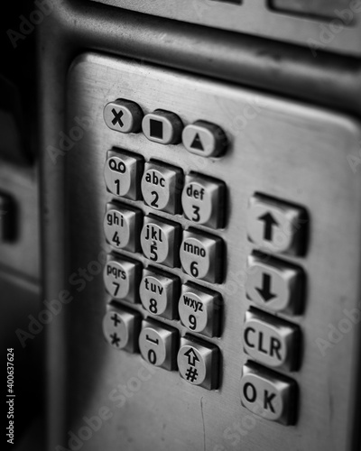 Metal payphone telephone numbered key pad buttons