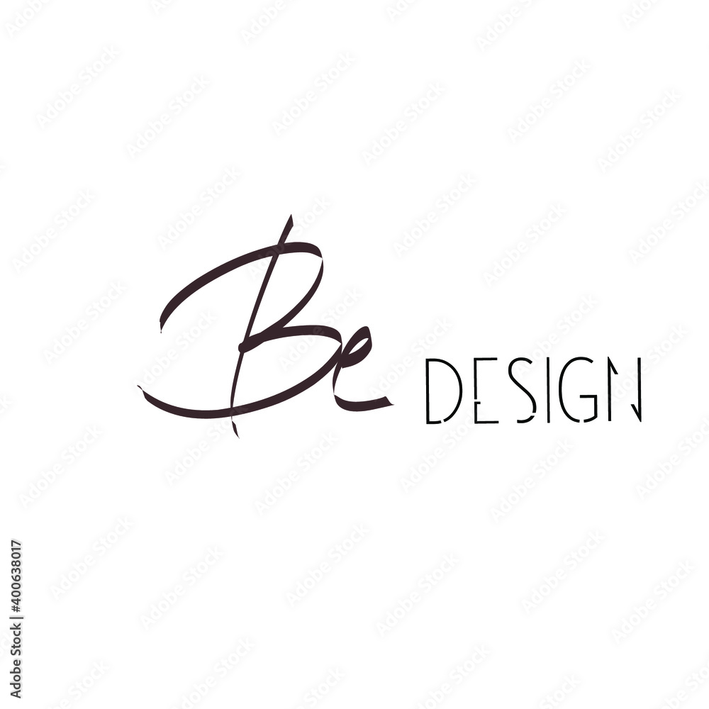 Obraz premium Be initial handwriting white background