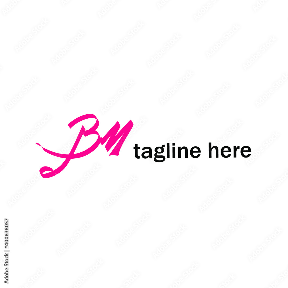 Bm pink handwritten logo for identity white backrgound Bm pink handwritten logo for identity white backrgound