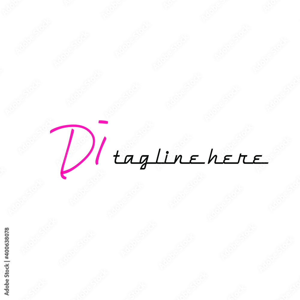 Di pink initial handwriting white background Di pink initial handwriting white background
